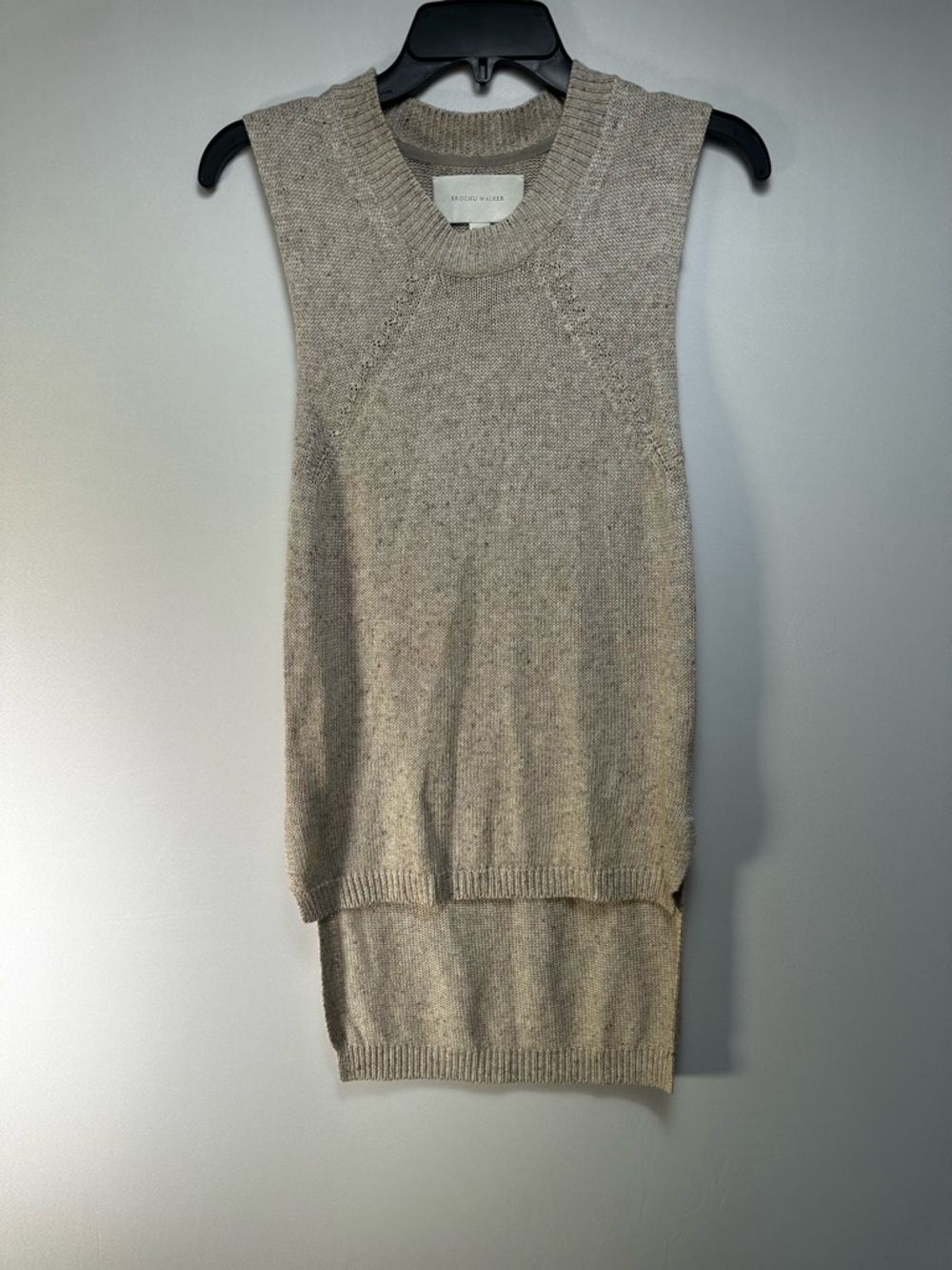 Brochu Walker Neutral Taupe Sleeveless‎ Crewneck Sweater